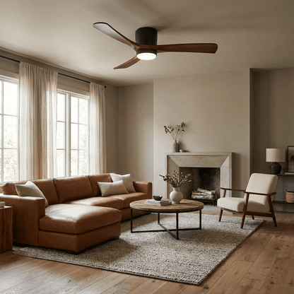 Ventilador de techo moderno de madera con luz LED