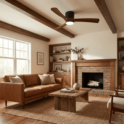 Ventilador de techo moderno de madera con luz LED