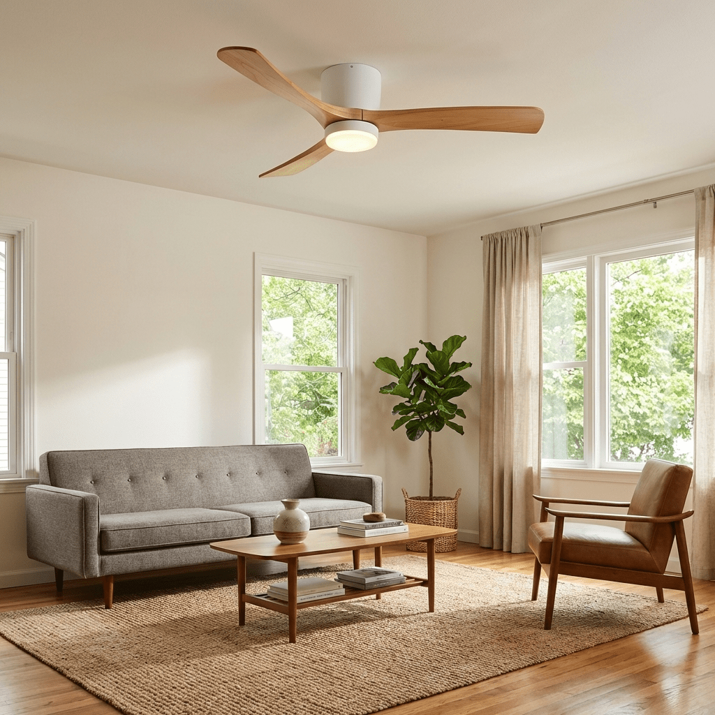 Ventilador de techo moderno de madera con luz LED