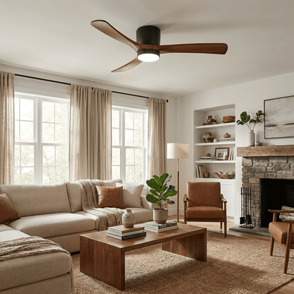 Ventilador de techo moderno de madera con luz LED