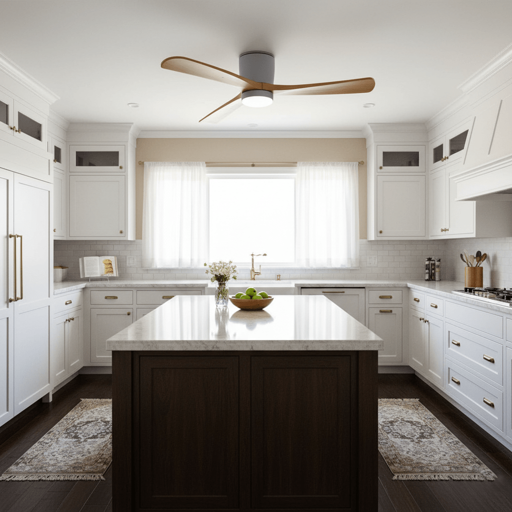 Ventilador de techo moderno de madera con luz LED