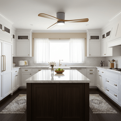 Ventilador de techo moderno de madera con luz LED