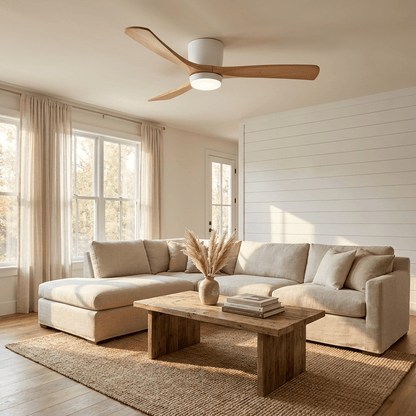 Ventilador de techo moderno de madera con luz LED