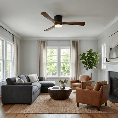 Ventilador de techo moderno de madera con luz LED