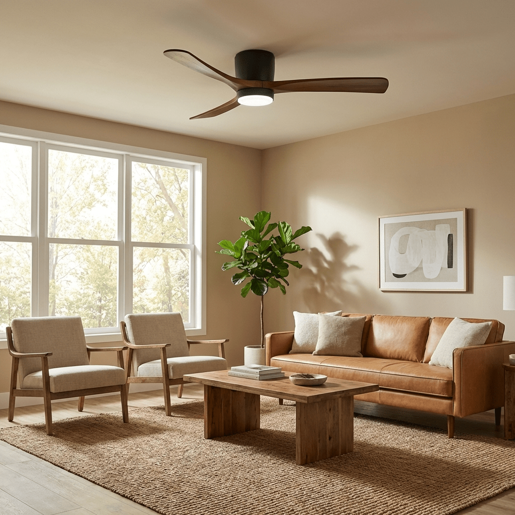 Ventilador de techo moderno de madera con luz LED