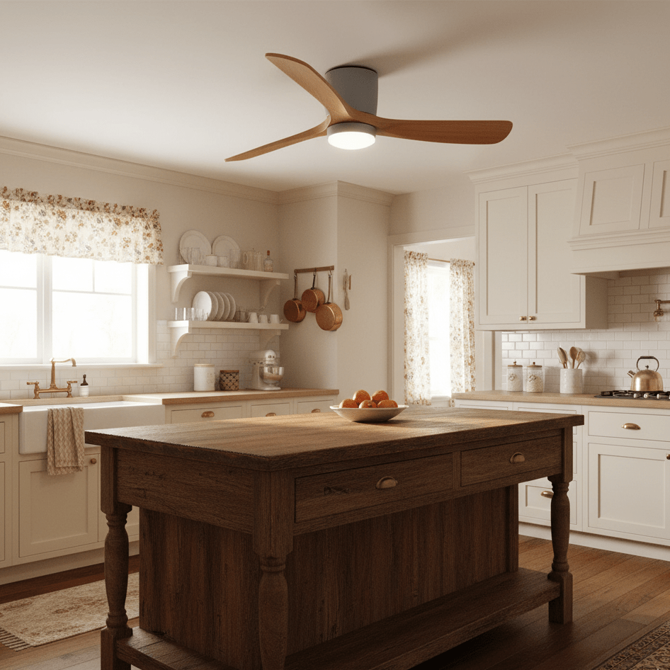 Ventilador de techo moderno de madera con luz LED
