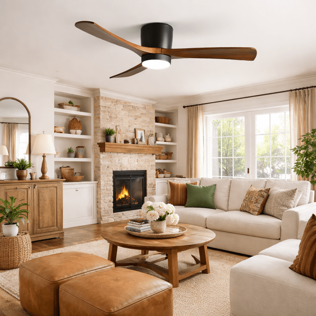 Ventilador de techo moderno de madera con luz LED