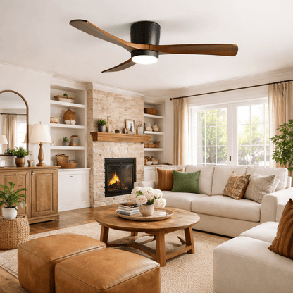 Ventilador de techo moderno de madera con luz LED