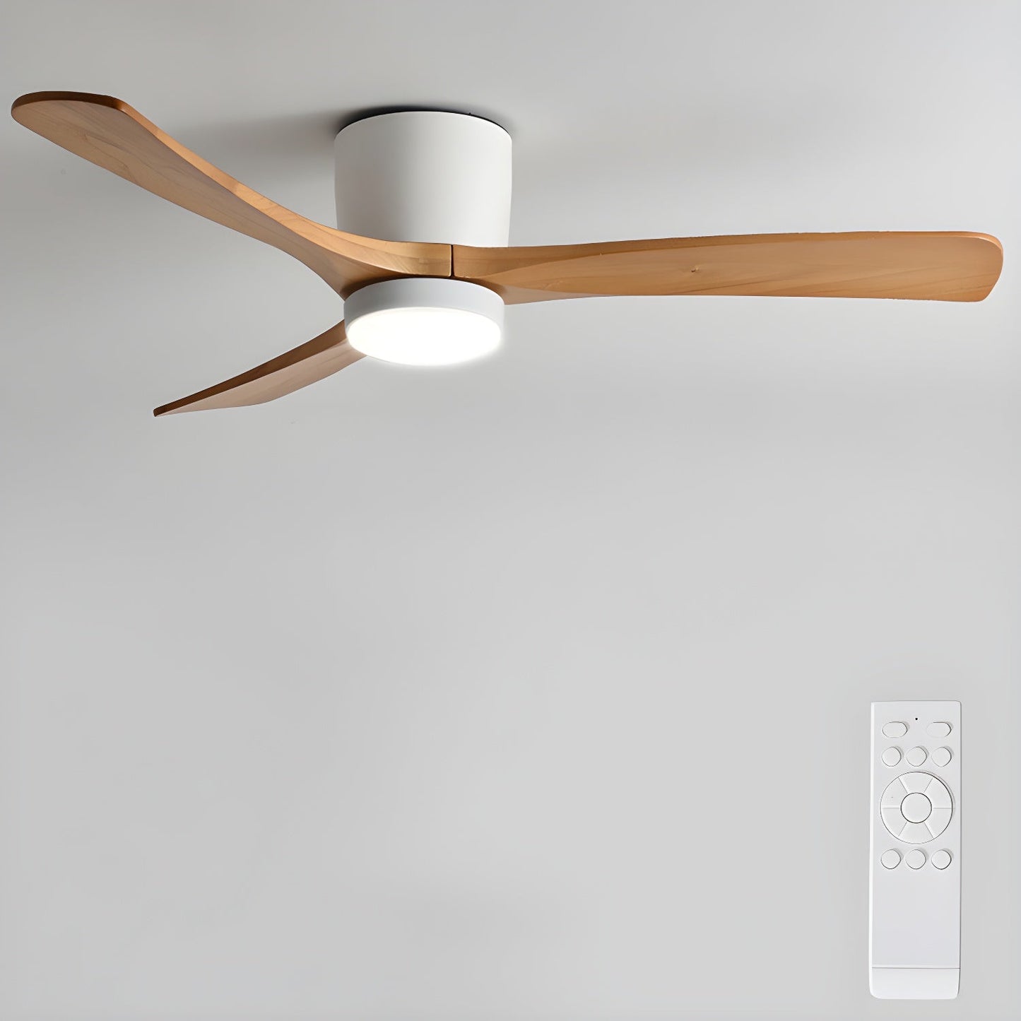 Ventilador de techo moderno de madera con luz LED