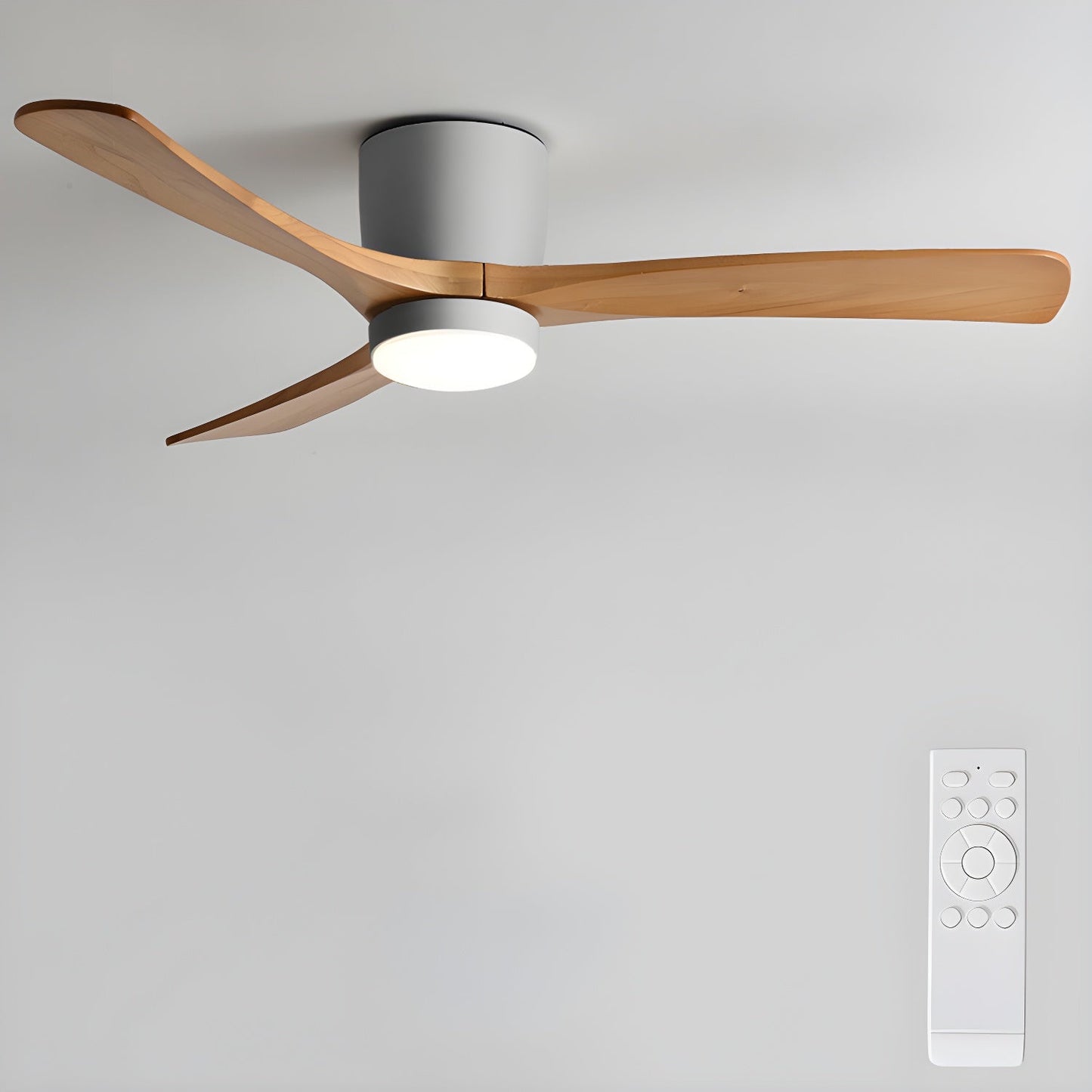 Ventilador de techo moderno de madera con luz LED