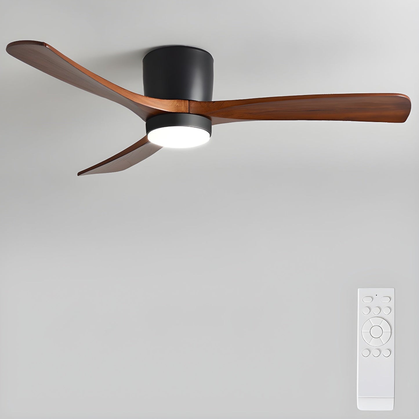 Ventilador de techo moderno de madera con luz LED