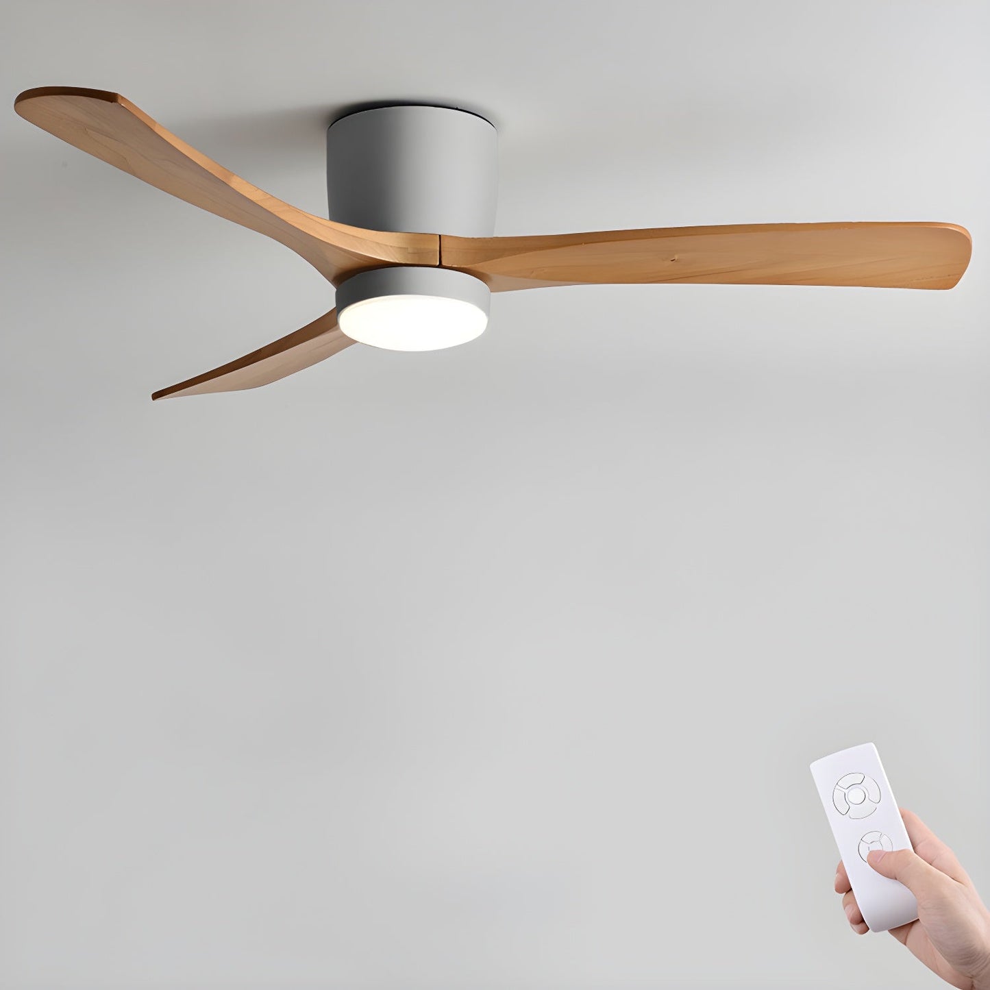 Ventilador de techo moderno de madera con luz LED