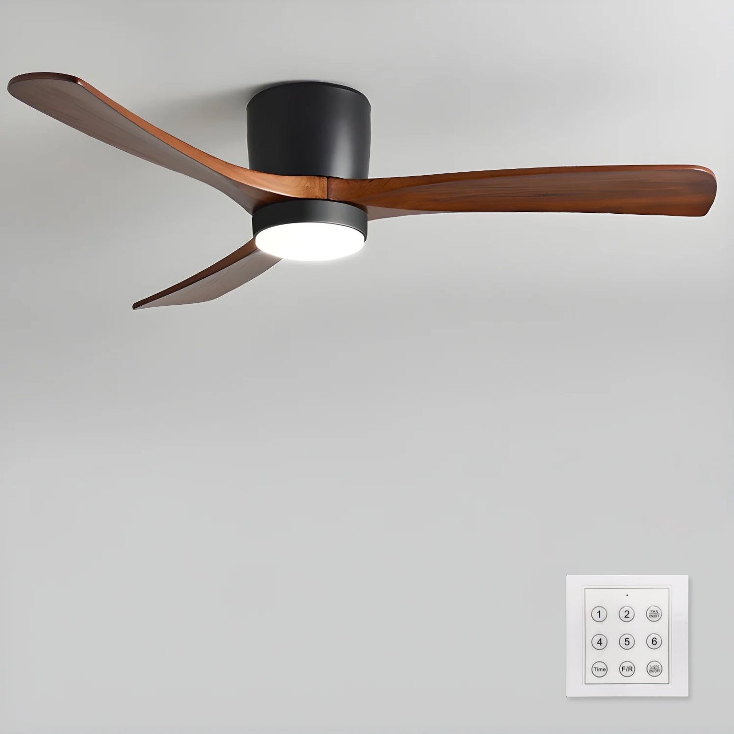 Ventilador de techo moderno de madera con luz LED
