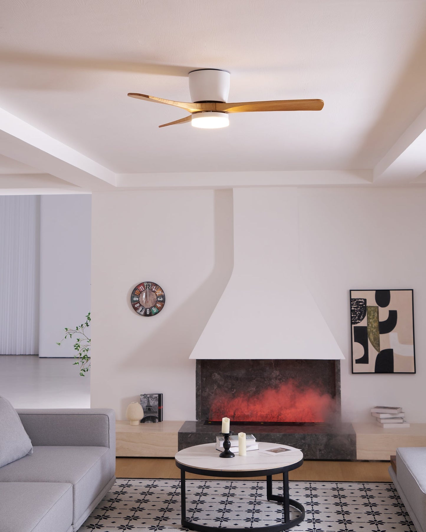 Ventilador de techo moderno de madera con luz LED
