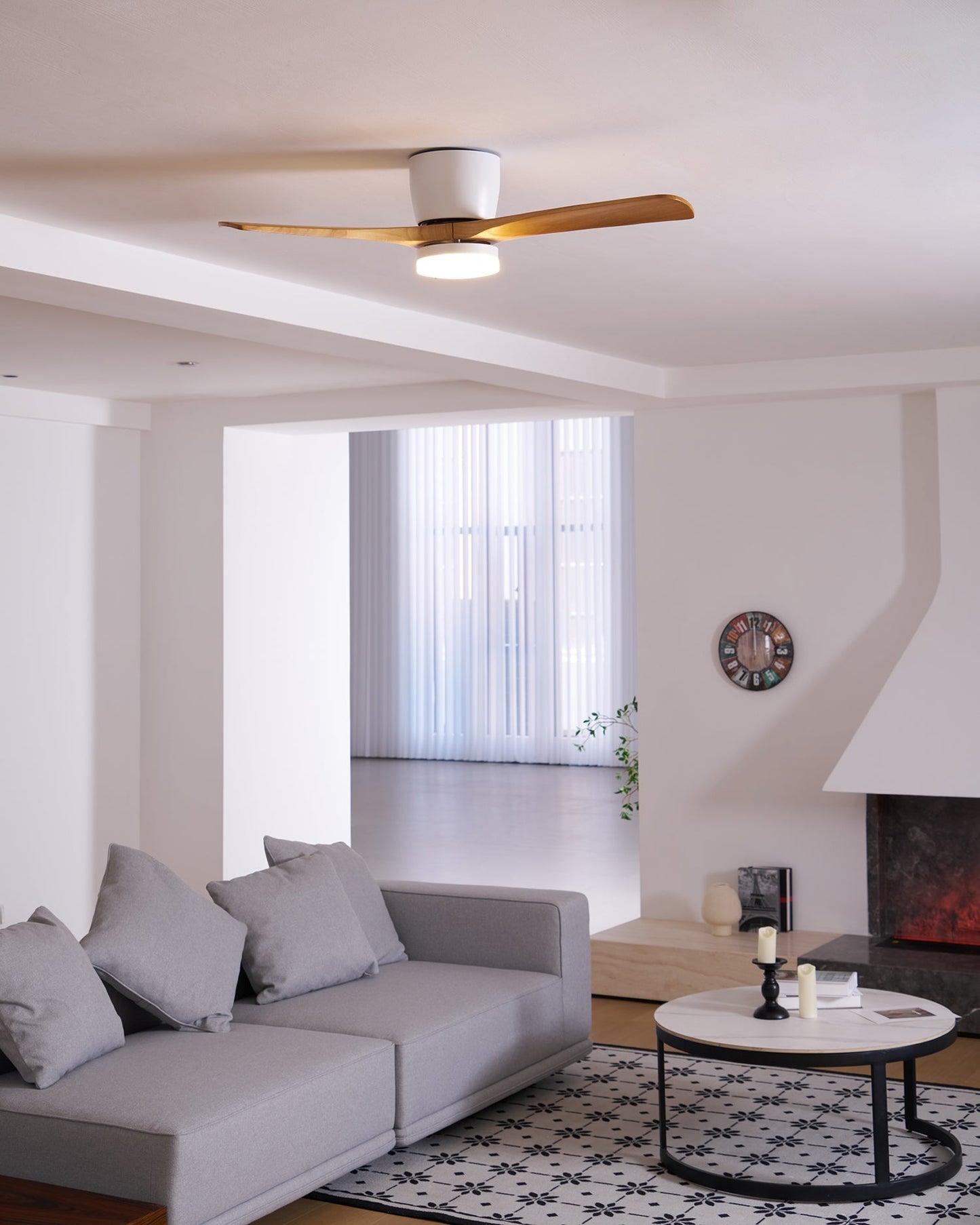 Ventilador de techo moderno de madera con luz LED