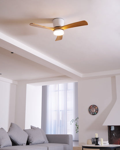 Ventilador de techo moderno de madera con luz LED