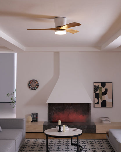 Ventilador de techo moderno de madera con luz LED