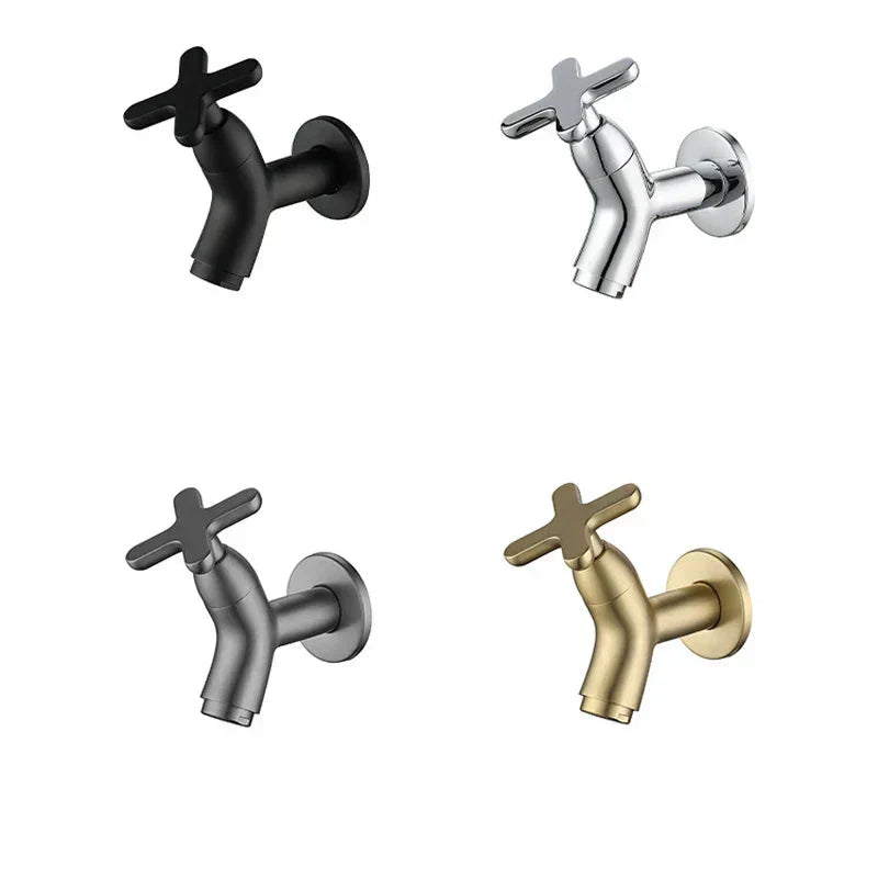 Grifo de agua fría de latón montado en la pared