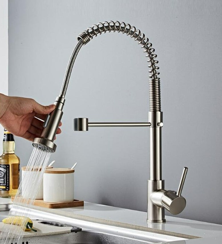 Grifo de cocina moderno con rociador extraíble de resorte