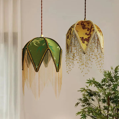 Lámpara colgante de tela antigua