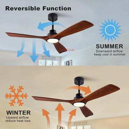 Luz de ventilador de techo con aspas de madera modernas