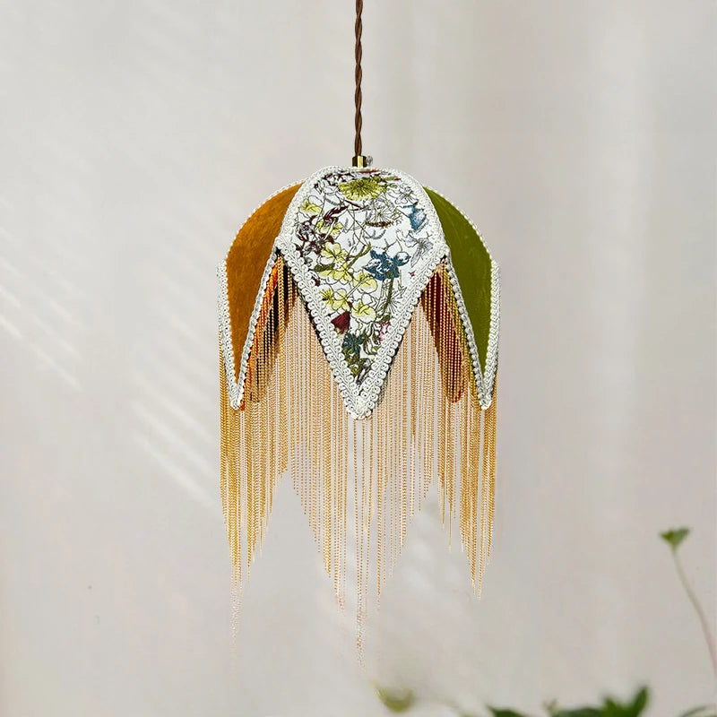 Lámpara colgante de tela antigua