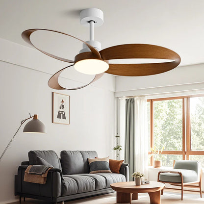 Ventilador de techo moderno con aspas de madera LED