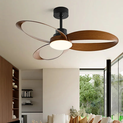 Ventilador de techo moderno con aspas de madera LED