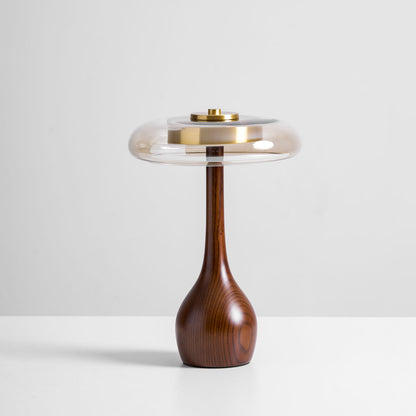 Lámpara de mesa de nogal Quilven Mid-Century