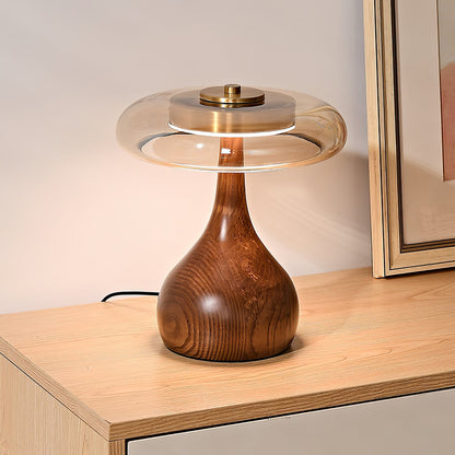 Lámpara de mesa de nogal Quilven Mid-Century