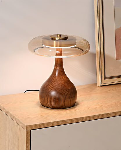 Lámpara de mesa de nogal Quilven Mid-Century