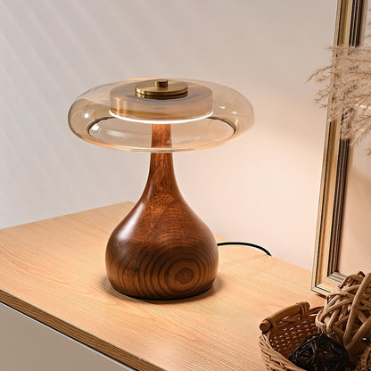 Lámpara de mesa de nogal Quilven Mid-Century