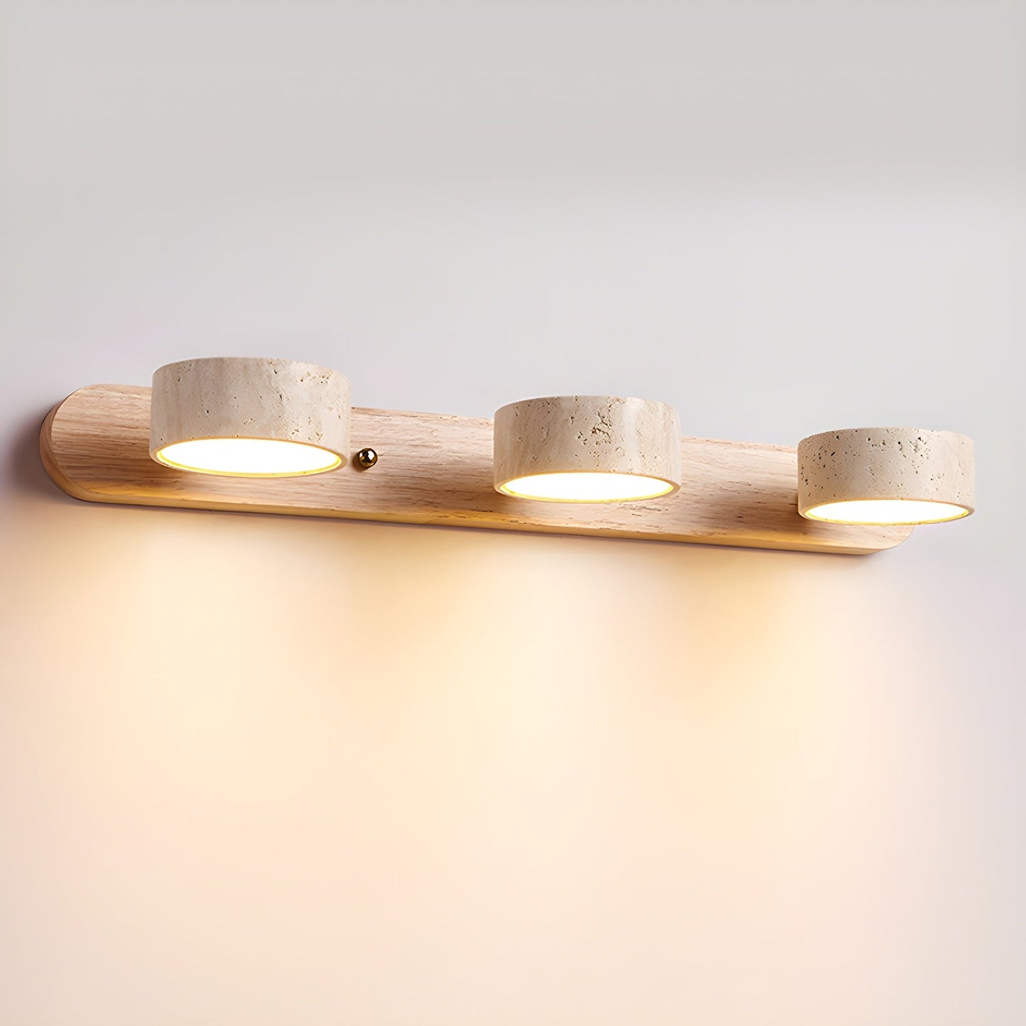 Lámpara de pared de madera y travertino