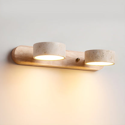 Lámpara de pared de madera y travertino