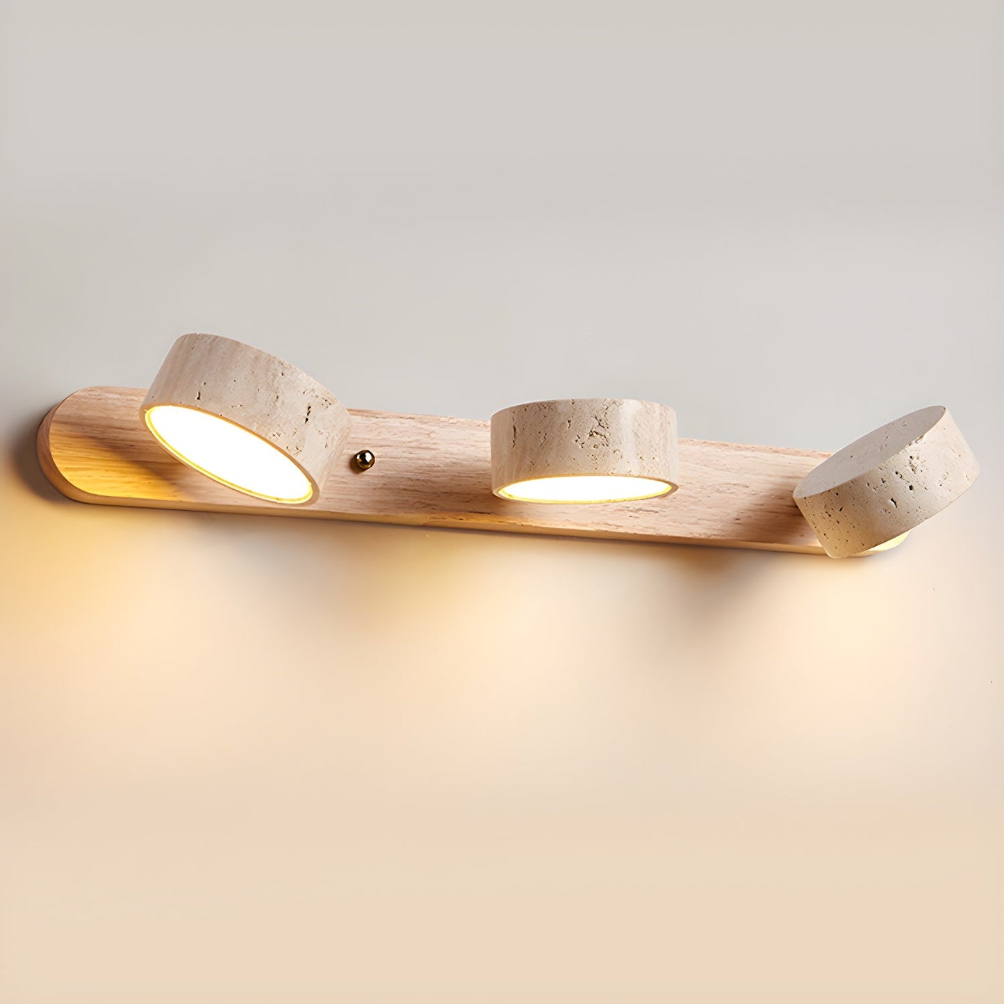 Lámpara de pared de madera y travertino