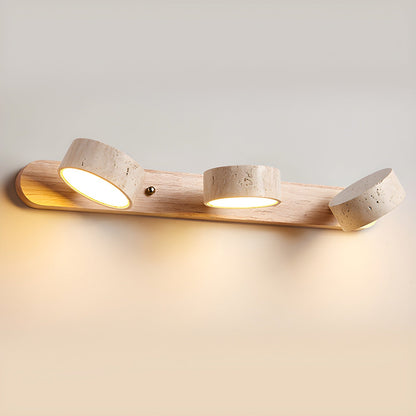 Lámpara de pared de madera y travertino