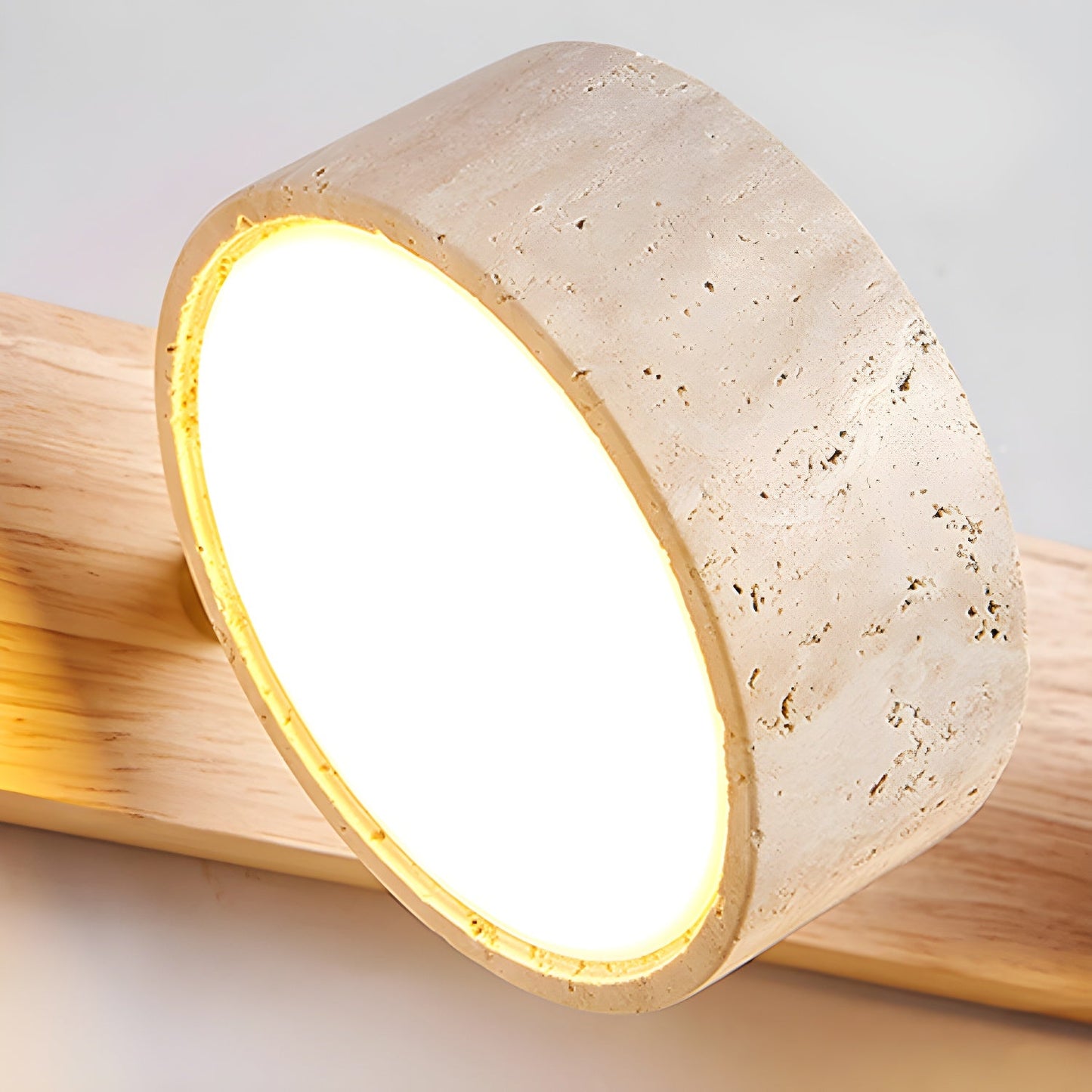 Lámpara de pared de madera y travertino