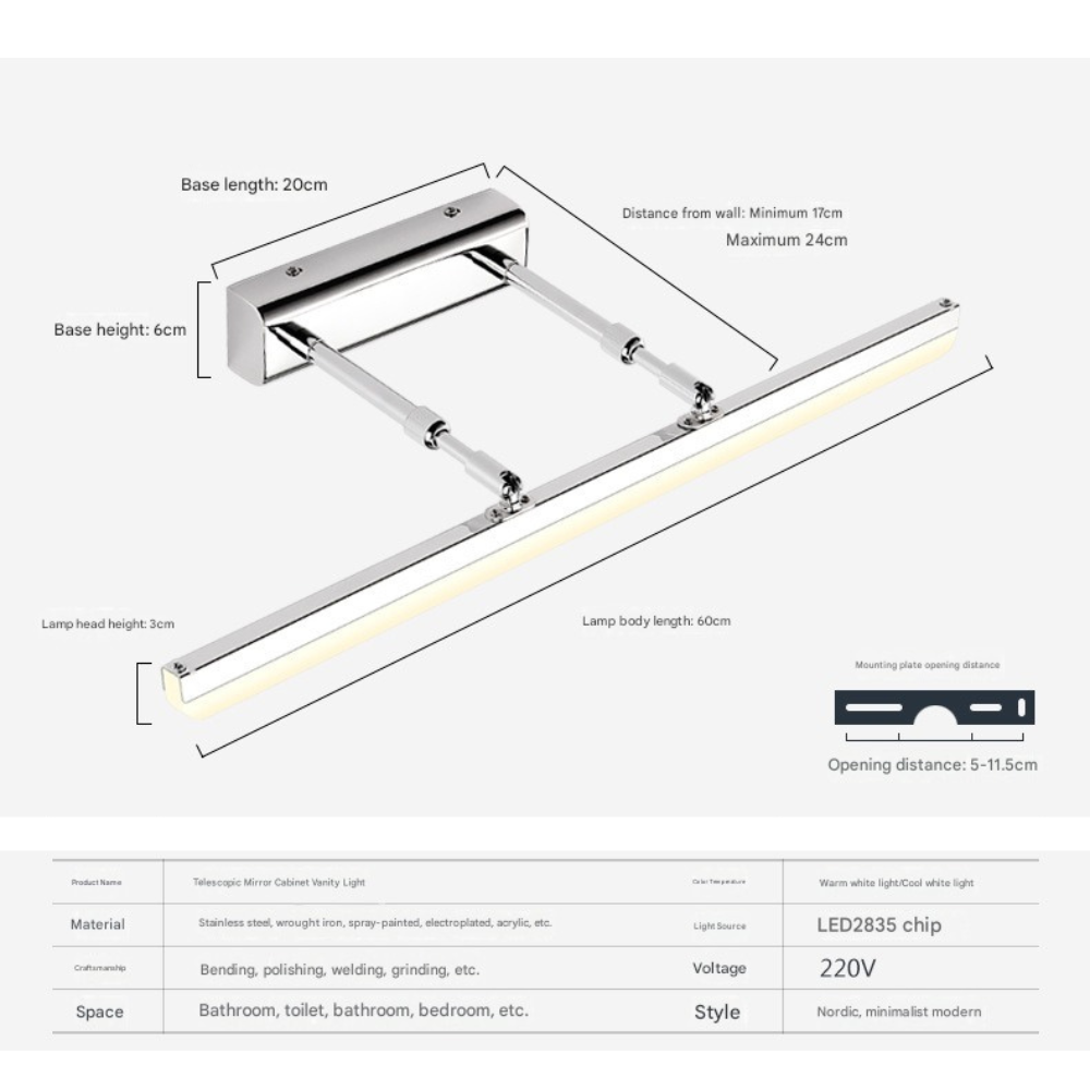 Luz de Pared para Baño con LED – Resistente a Salpicaduras y Perfecta para Iluminar Espejos