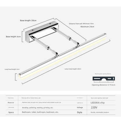 Luz de Pared para Baño con LED – Resistente a Salpicaduras y Perfecta para Iluminar Espejos