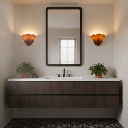 Lámpara de pared de vidrio en forma de pétalo