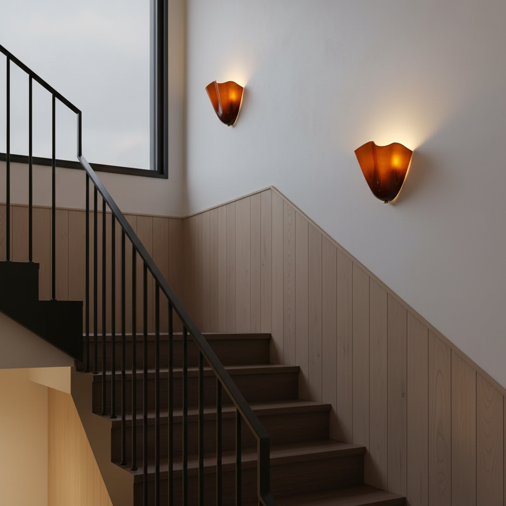 Lámpara de pared de vidrio en forma de pétalo