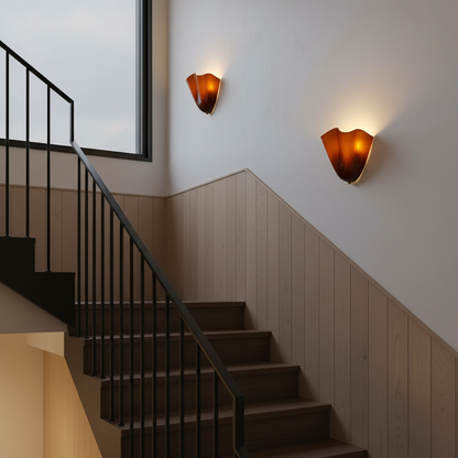 Lámpara de pared de vidrio en forma de pétalo