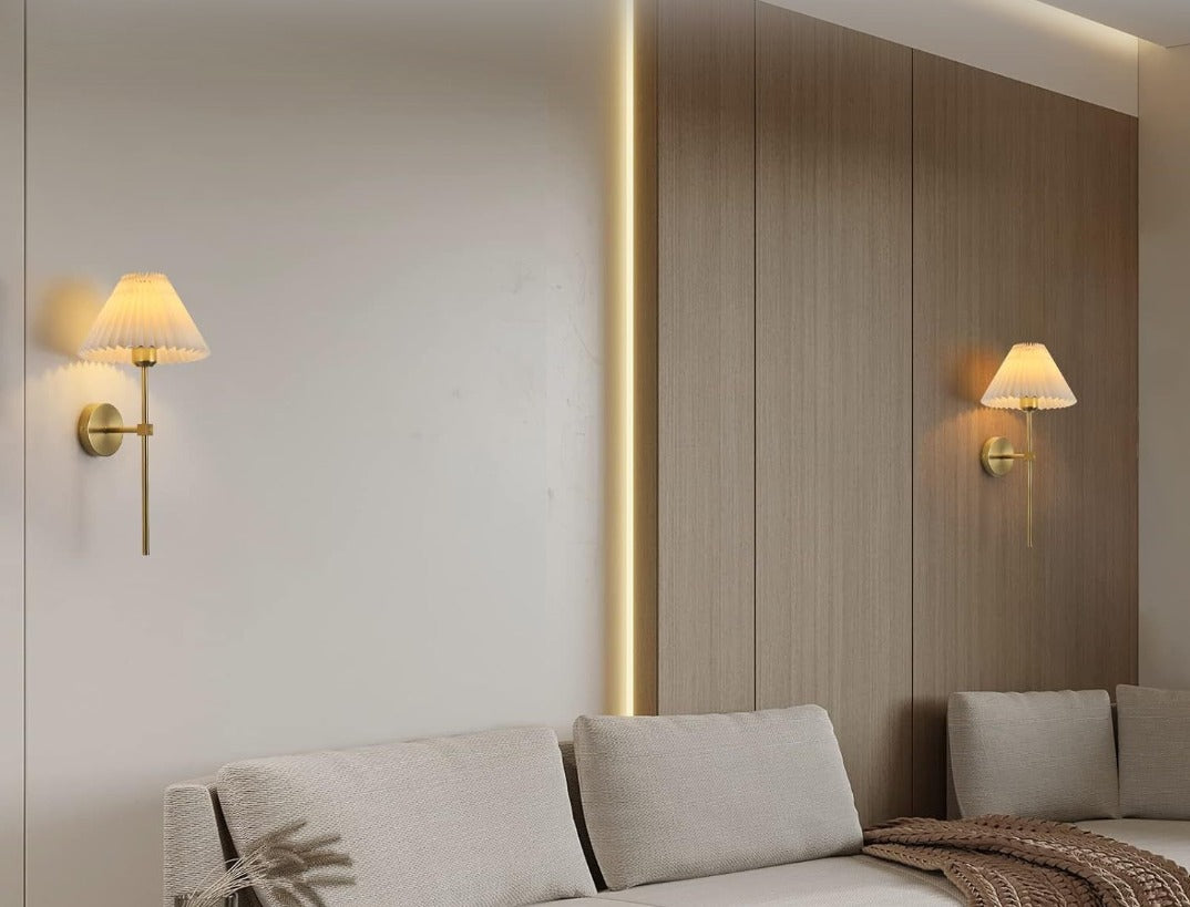 Aplique de pared de lino y bronce