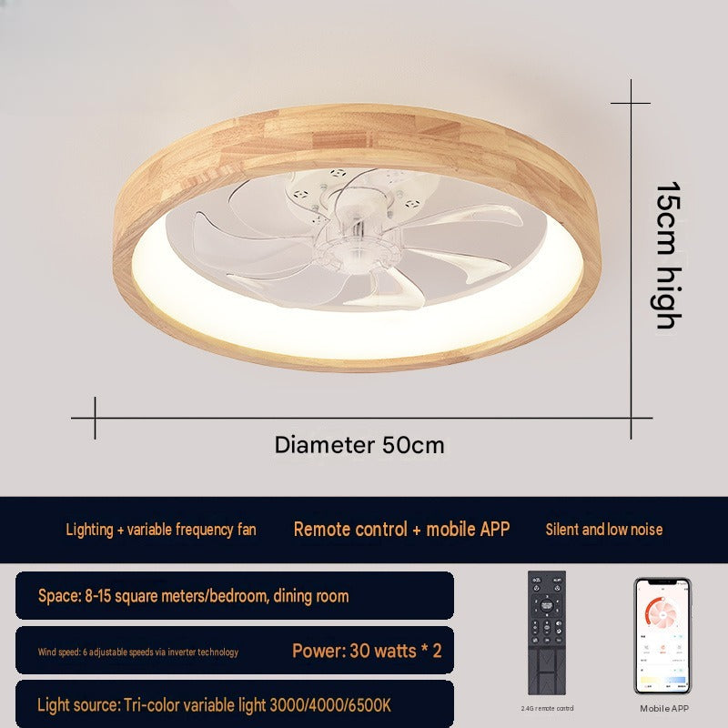 Ventilador de techo empotrado de madera japonesa con luz