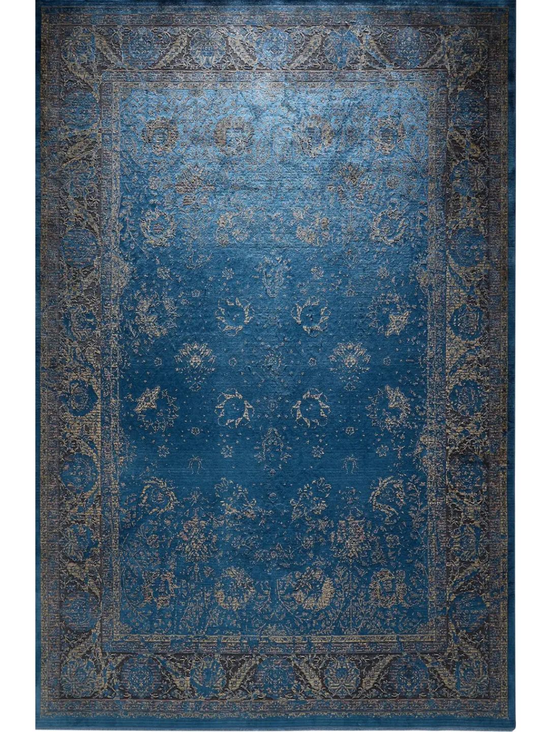 Alfombra vintage azul para sala de estar