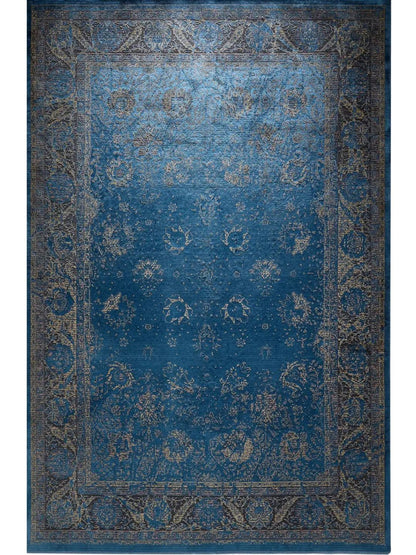 Alfombra vintage azul para sala de estar