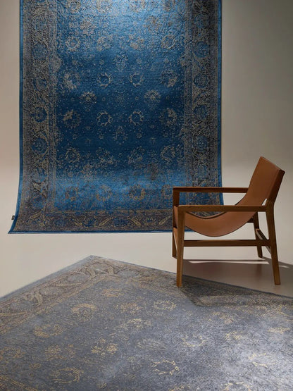 Alfombra vintage azul para sala de estar