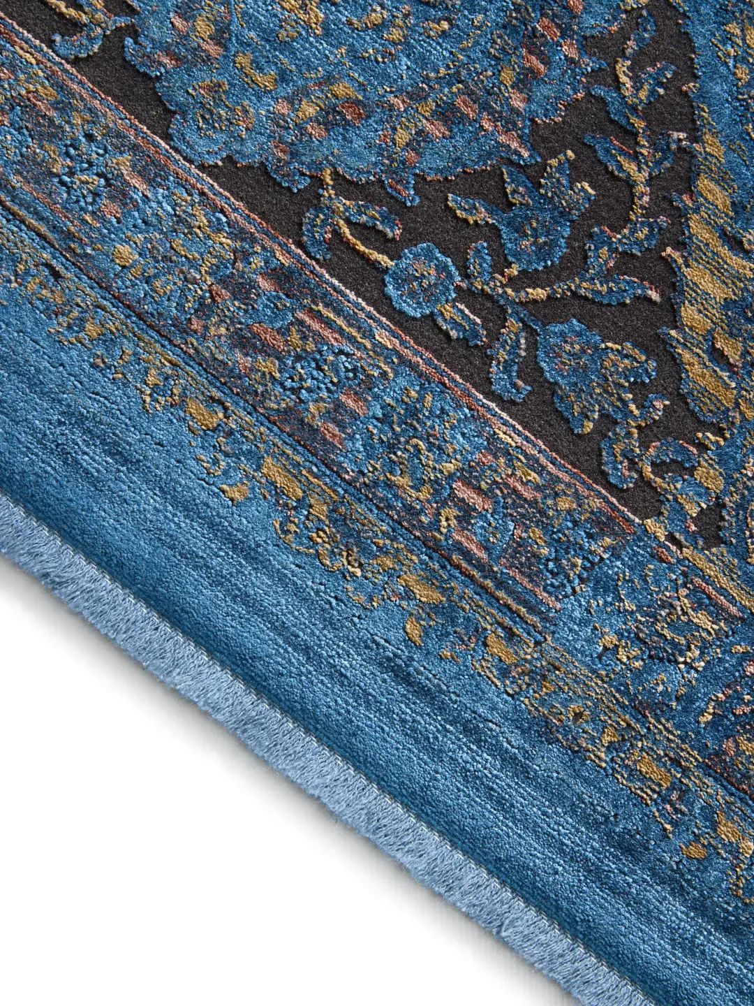 Alfombra vintage azul para sala de estar