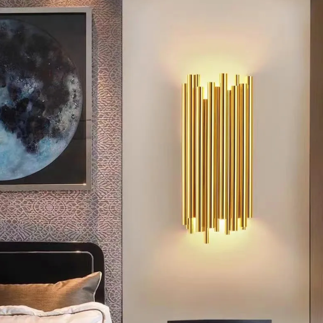 Lámpara de pared moderna de tubo de latón