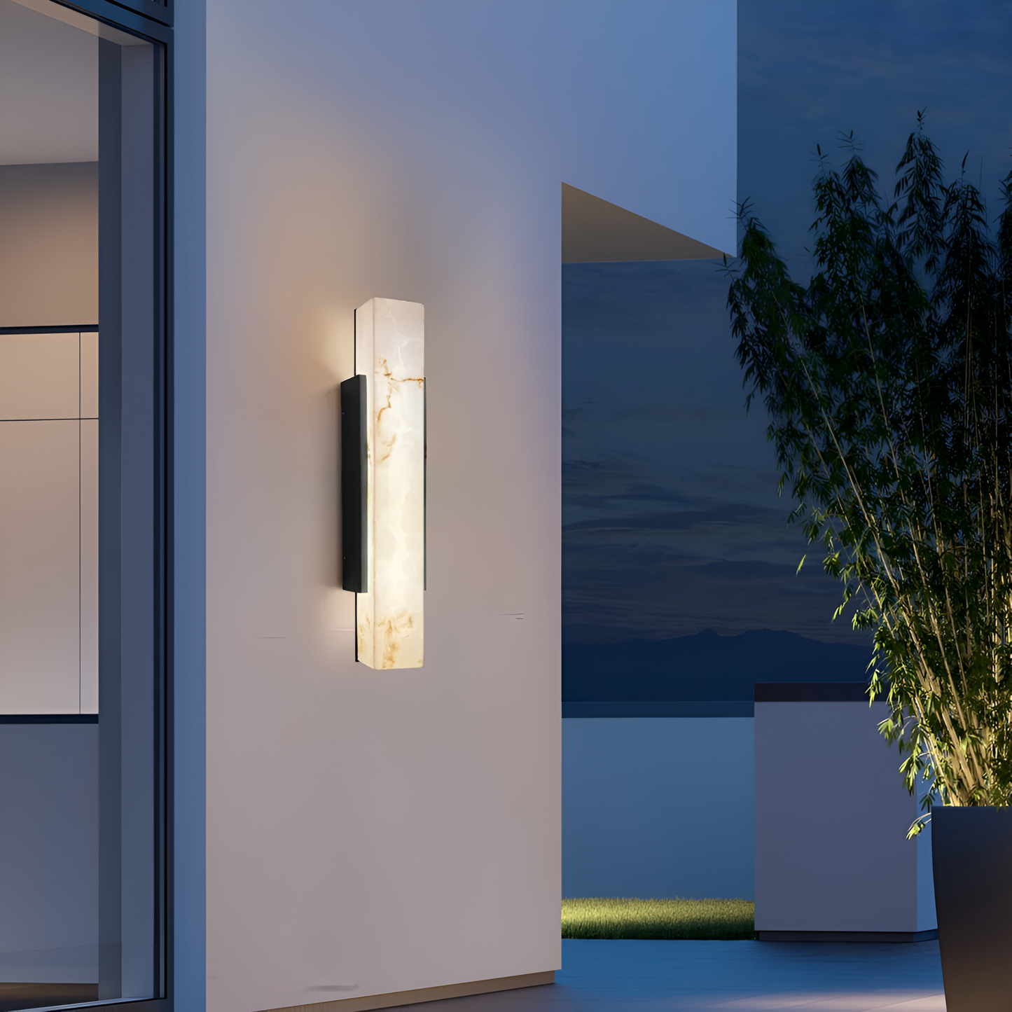 Lámpara de Pared Exterior Resplandor de Piedra